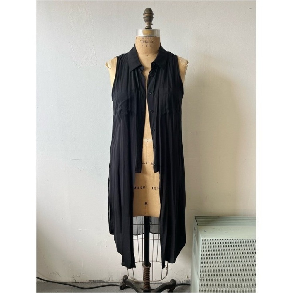 BCBGeneration Black Sleeveless Long Button-Front Tunic